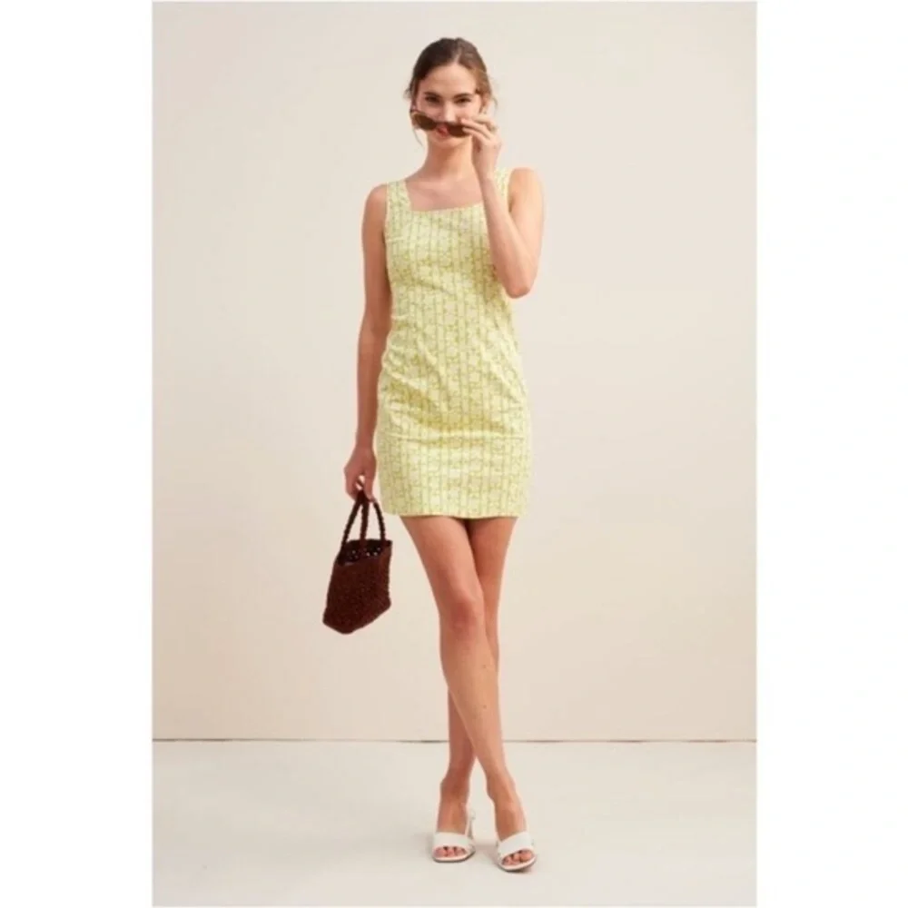 NWT Rouje Dress Anita Mini in Anis Green Floral